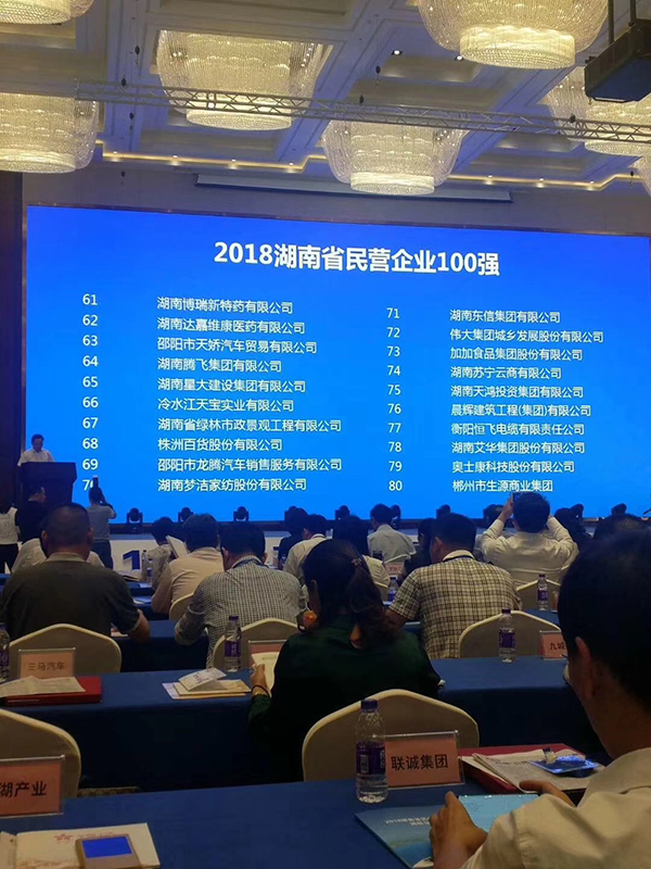 湖南省發(fā)布民營企業(yè)100強(qiáng)名單，天嬌榮膺63位
